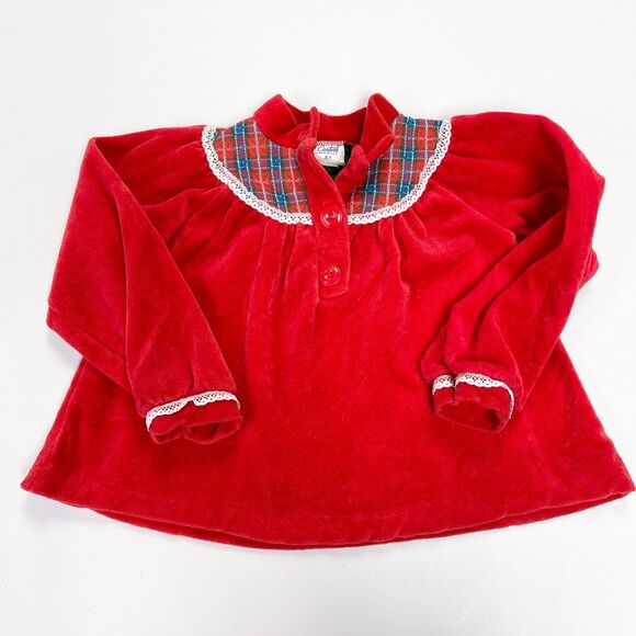 VTG Carters Toddler Size 4T Christmas Top Velour Holiday‎ Made IN USA Festive - Picture 2 of 8